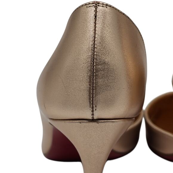 Christian Louboutin Iriza Pumps 85 - Calf Leather - Gold - 37.5 7 US $845 - Picture 7 of 13